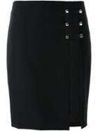 Versace Collection Side Slit Skirt, Women's, Size: 40, Black, Polyester/spandex/elastane/viscose