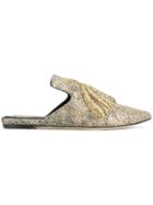 Sanayi 313 Embroidered Bee Mules - Metallic