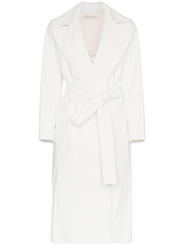 A Plan Application Belted Cotton Blend Trench Coat - White