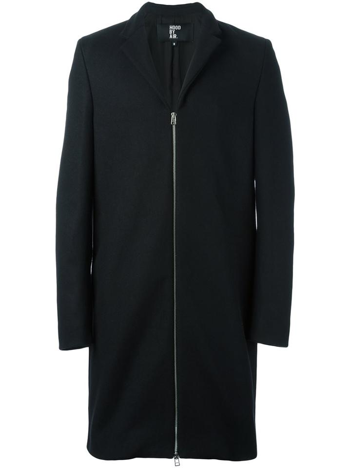 Hood By Air Zipped Single Breasted Coat, Men's, Size: Large, Black, Cotton/polyamide/polyester/virgin Wool