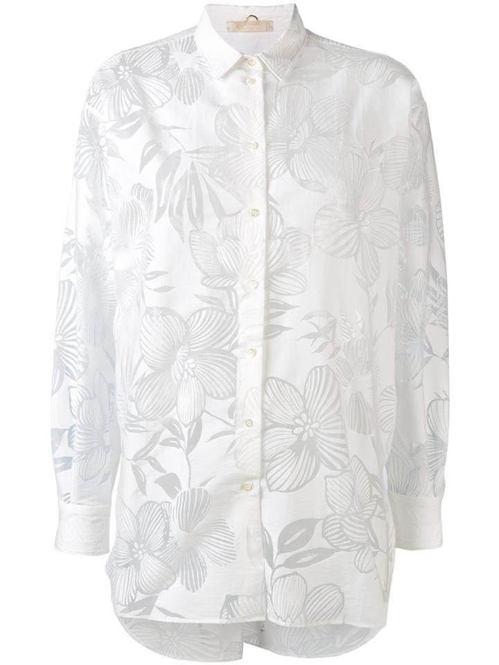 Mantu - Sheer Floral Pattern Shirt - Women - Cotton/polyamide - 44, White, Cotton/polyamide