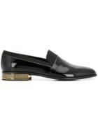 Versace Contrast Leather Loafers - Black