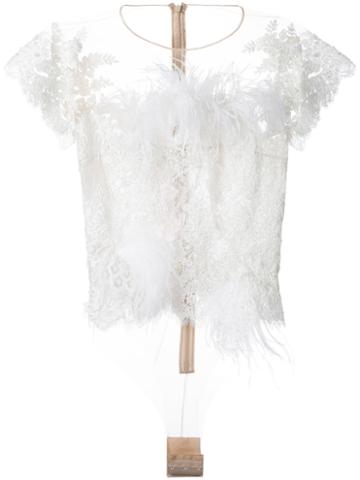 Nedret Taciroglu Couture - Lace-embroidered Blouse - Women - Silk - 40, White, Silk