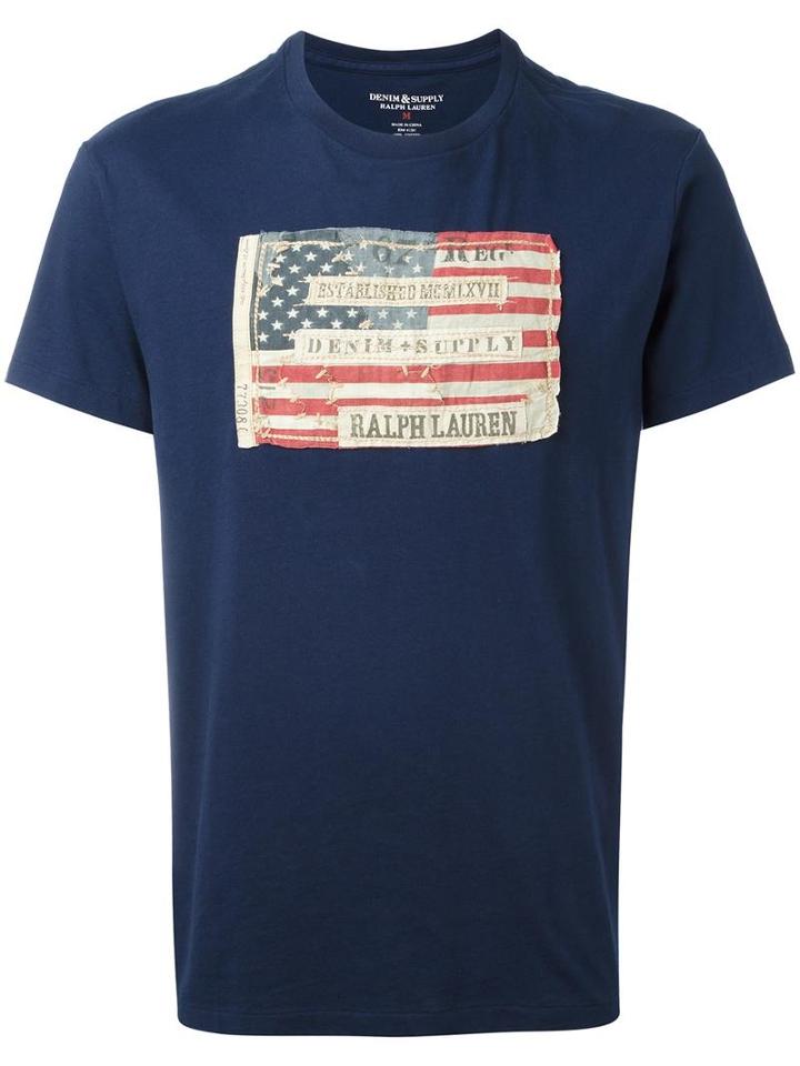 Ralph Lauren Usa Flag Patch T-shirt, Men's, Size: Xl, Blue, Cotton