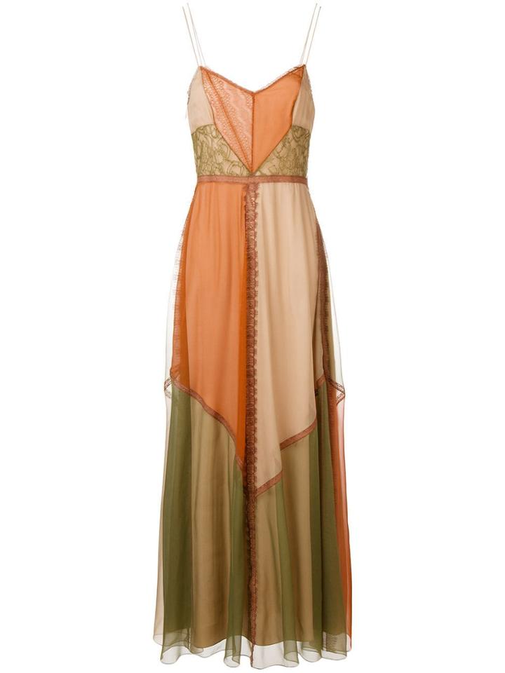 Alberta Ferretti Long Colour-blocked Dress - Green