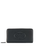 Emporio Armani Logo Embossed Continental Wallet - Black