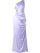 Romona Keveza One Shoulder Gown, Size: 4, Pink/purple, Silk