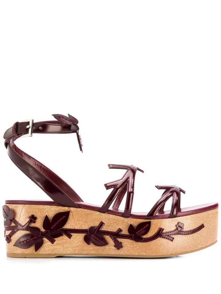 Prada Appliqué Platform Sandals - Red