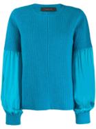 Federica Tosi Pleated-sleeve Sweater - Blue