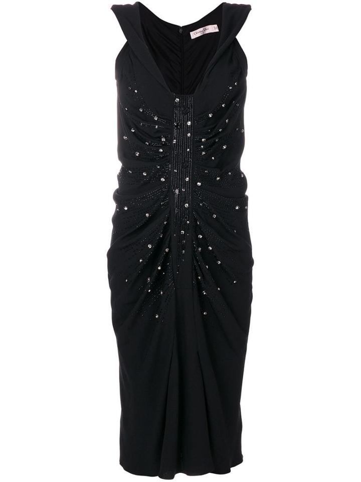 Christian Dior Pre-owned Embellished Ruched Dress - Black
