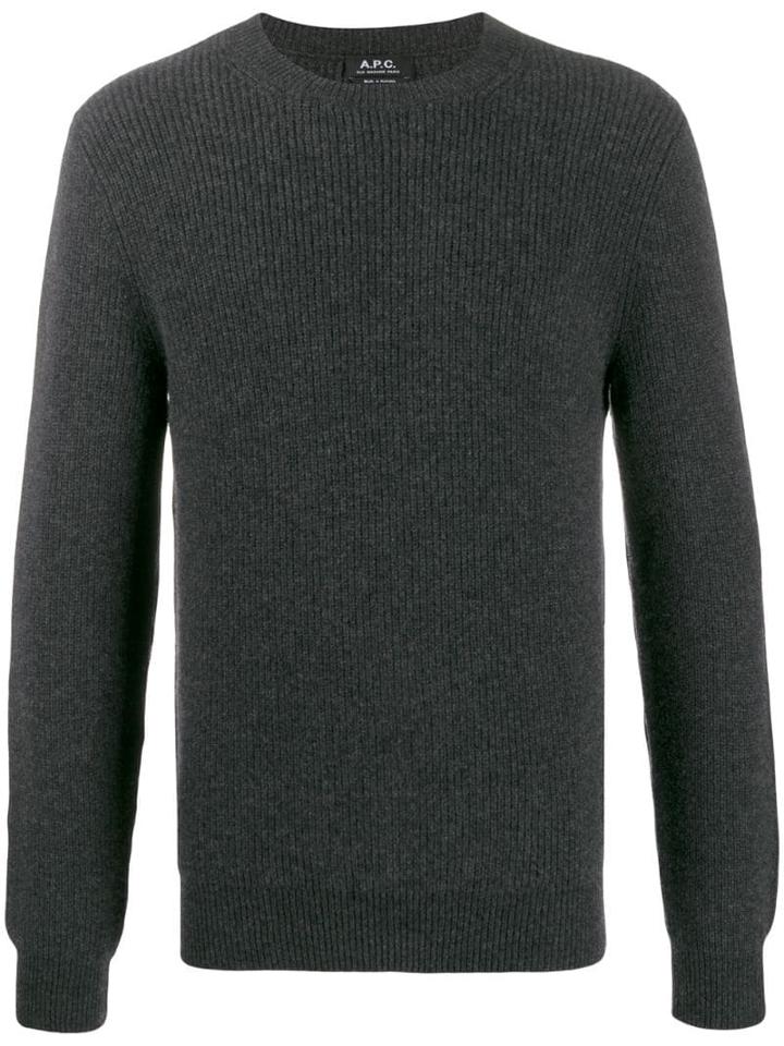 A.p.c. Long-sleeve Fitted Sweater - Grey