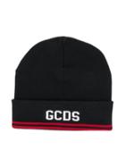 Gcds Kids Teen Knitted Logo Hat - Black