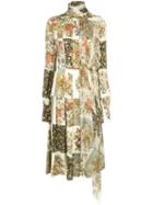 Oscar De La Renta Floral Squares Printed Dress - Neutrals