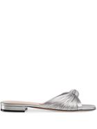 Gucci Metallic Leather Slide Sandal - Silver