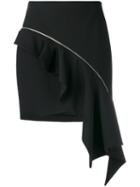 Saint Laurent Zip Asymmetric Ruffle Skirt, Women's, Size: 38, Black, Wool/silk