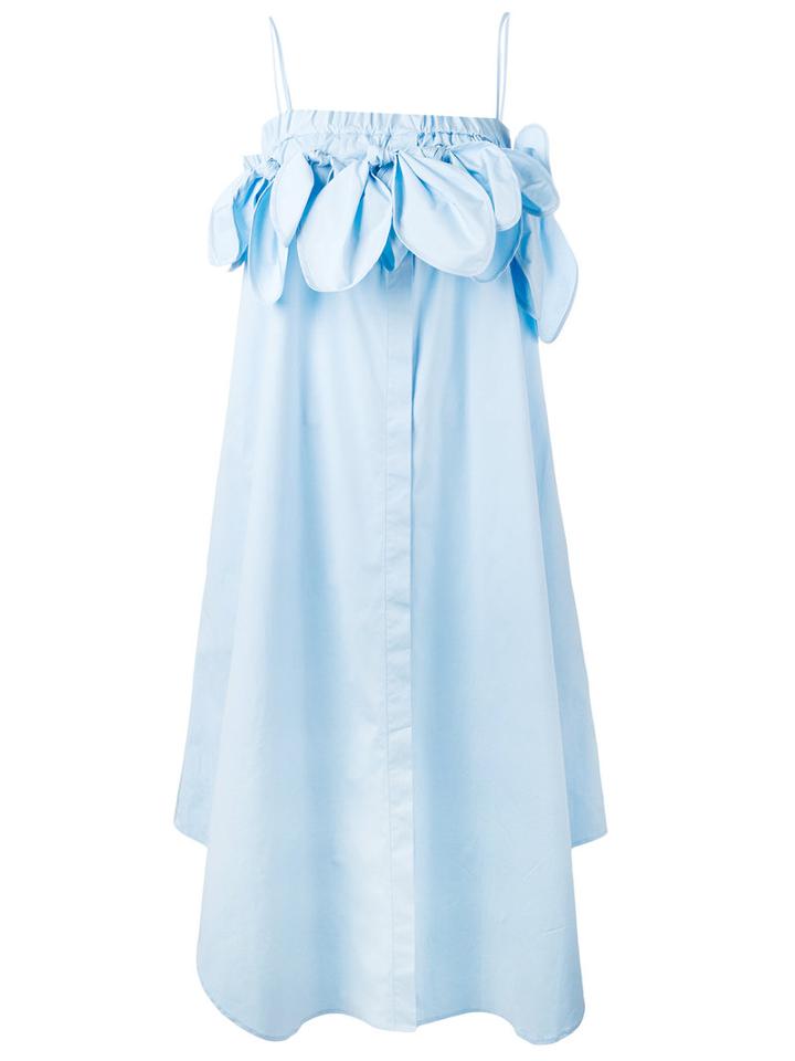 Msgm - Knot Detail Off-the-shoulder Dress - Women - Cotton/spandex/elastane - 44, Women's, Blue, Cotton/spandex/elastane