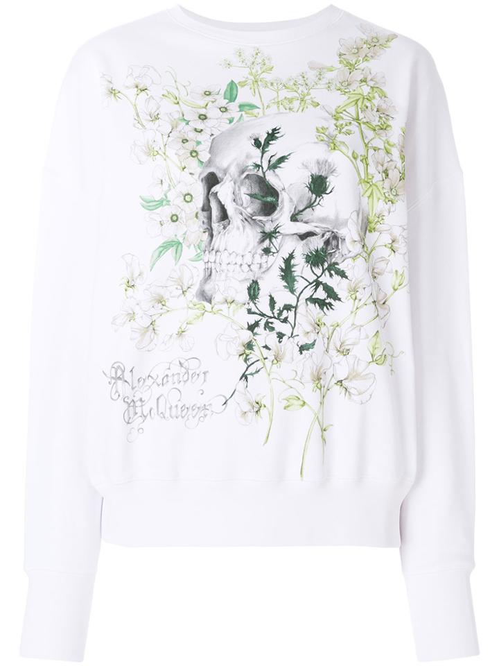 Alexander Mcqueen Floral Print Sweatshirt - White