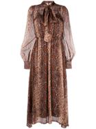 Twin-set Snakeskin Bow Tie Dress - Brown