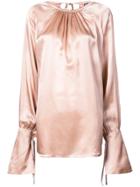 Ann Demeulemeester Gathered Elongated Sleeve Blouse - Pink & Purple