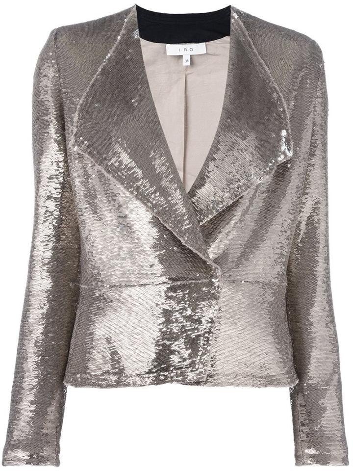 Iro Sequin Distressed Blazer, Women's, Size: 38, Grey, Polyester/spandex/elastane/viscose/cotton
