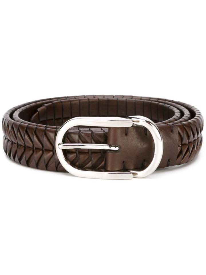 Brunello Cucinelli Woven Belt, Men's, Size: 105, Brown, Leather
