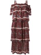 Rossella Jardini - Ruffled Off Shoulder Dress - Women - Silk/polyester - 42, Red, Silk/polyester
