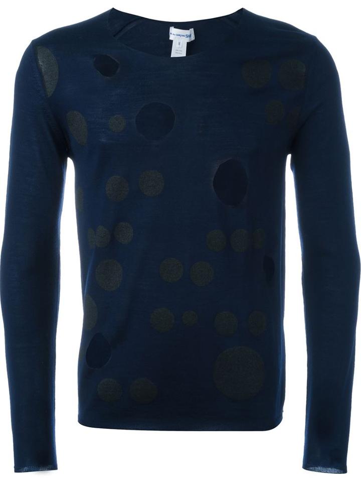 Comme Des Garçons Shirt Distressed Jumper, Men's, Size: Small, Blue, Wool