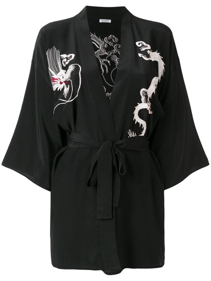P.a.r.o.s.h. Embroidered Wrap Jacket - Black