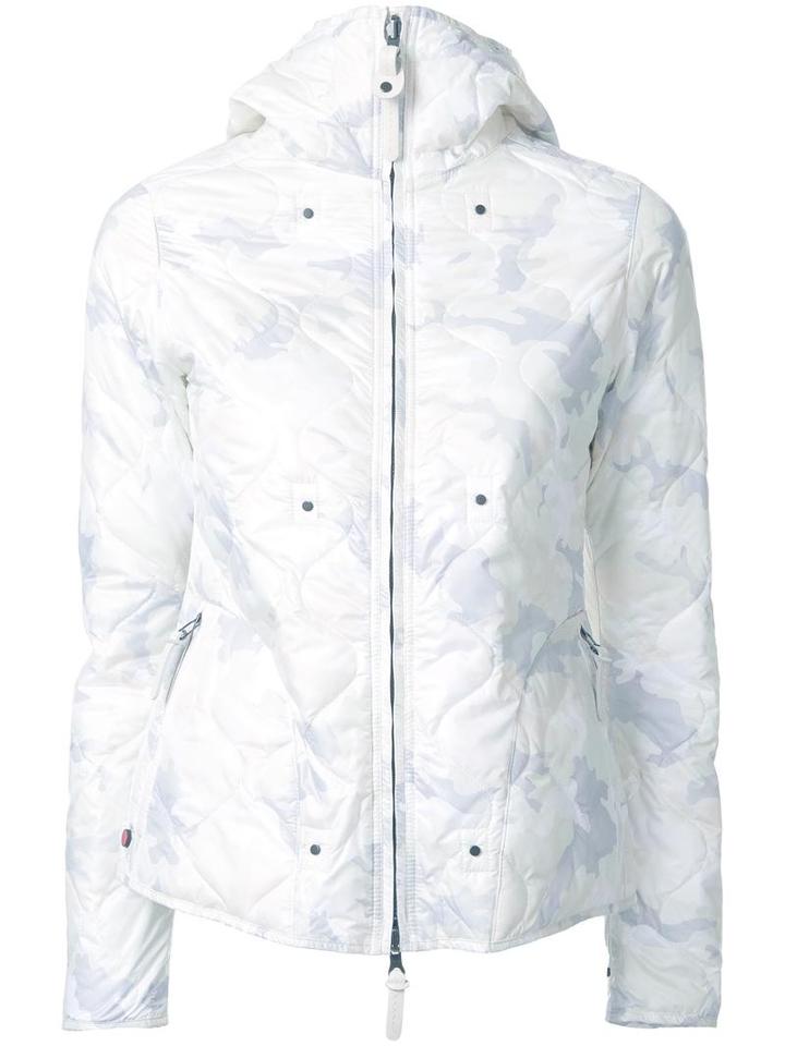 Kru Camouflage Hooded Puffer Jacket, Women's, Size: Large, White, Polyester
