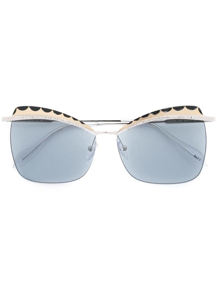 Alexander Mcqueen Squared Cat Eye Sunglasses, Women's, Grey, Metal (other)