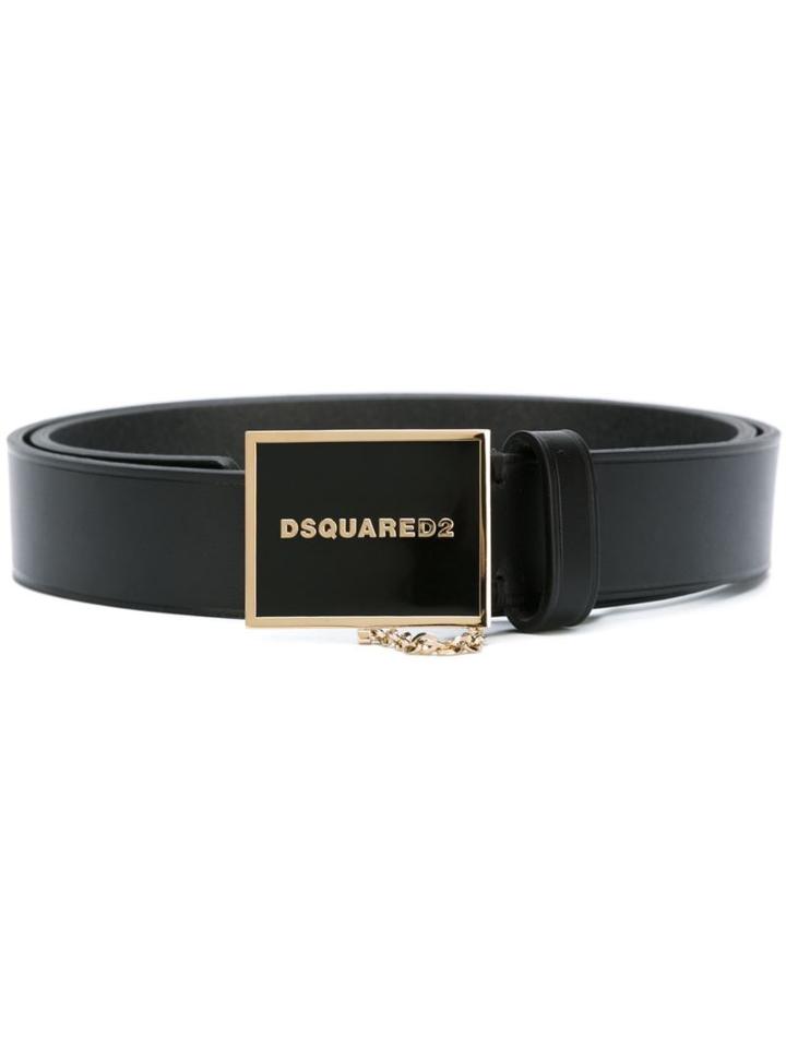 Dsquared2 Logo Buckle Belt, Women's, Size: 80, Black, Leather