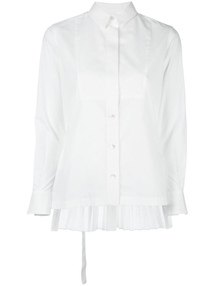 Sacai Pleated Poplin Shirt, Women's, Size: 2, White, Cotton/polyester