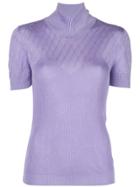 Paco Rabanne Ribbed Mock-neck Top - Purple