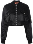 Alexander Wang Cropped Bomber Jacket, Women's, Size: Small, Black, Polyester/spandex/elastane