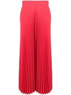 Msgm Pleated Palazzo Pants - Red