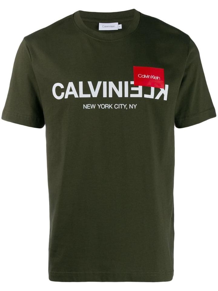 Calvin Klein Reverse Logo Print T-shirt - Green