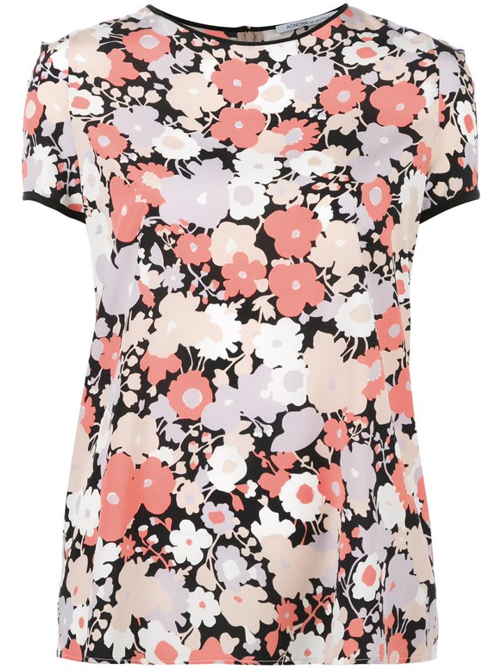 Agnona Floral Print T-shirt, Women's, Size: 42, Silk/spandex/elastane