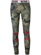 Gcds Camouflage Leggings, Women's, Size: Medium, Green, Polyester/spandex/elastane