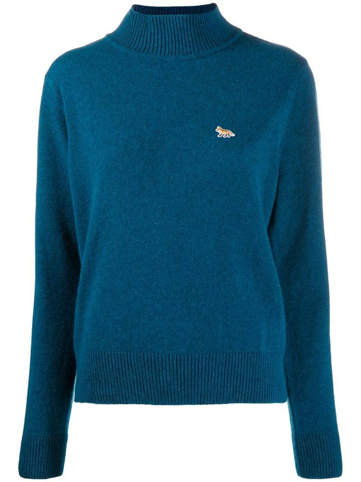 Maison Kitsuné Fox Embroidered Jumper - Blue