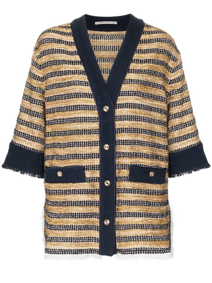 Alessandra Rich Button-down Three-quarter Sleeve Knitted Shirt Jacket