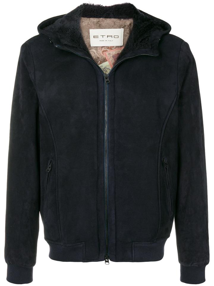 Etro Lined Zip Front Hoodie - Blue