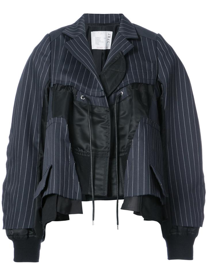 Sacai Pinstripe Oversized Jacket - Blue