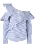 Self-portrait Striped Frill Blouse - White