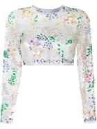 Ashish Embellished Organza Cropped Top, Women's, Size: Xs, White, Silk