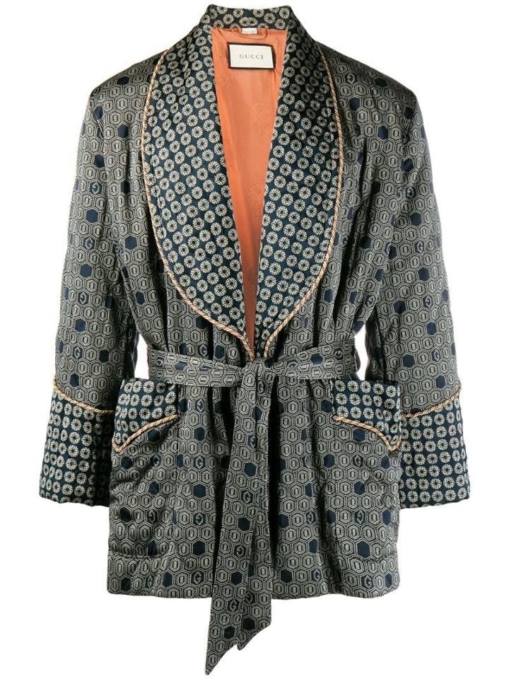 Gucci Jacquard Hexagon Jacket - Blue