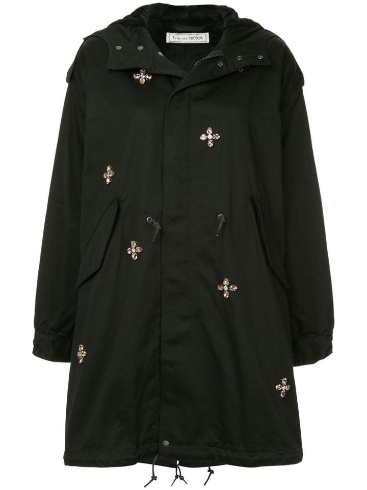 Tu Es Mon Trésor Bijoux Flower Coat - Black