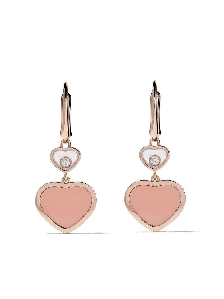 Chopard 18k Rose Gold Happy Hearts Diamond Earrings