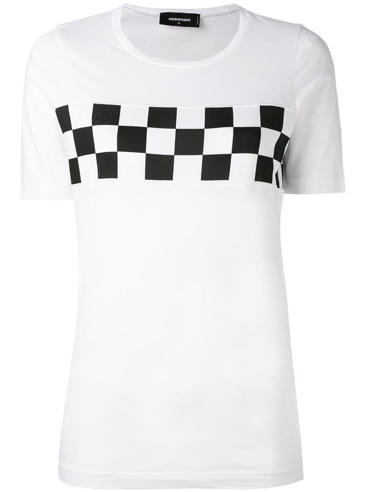 Dsquared2 - Checkered T-shirt - Women - Cotton - Xs, White, Cotton