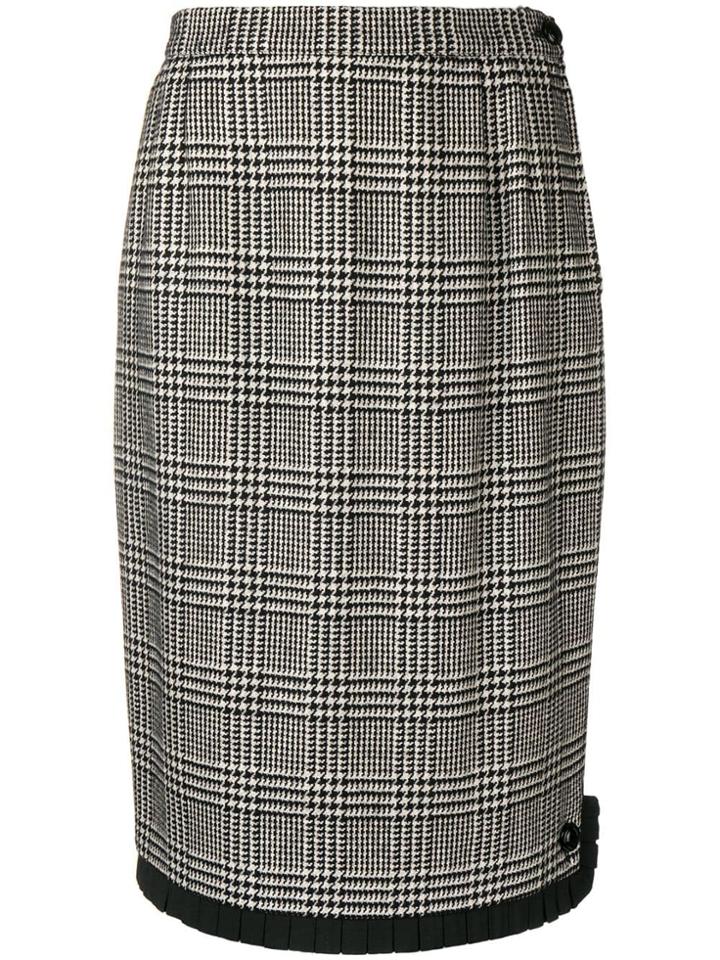 Valentino Vintage 1980's Pied De Poule Patterned Skirt - Black