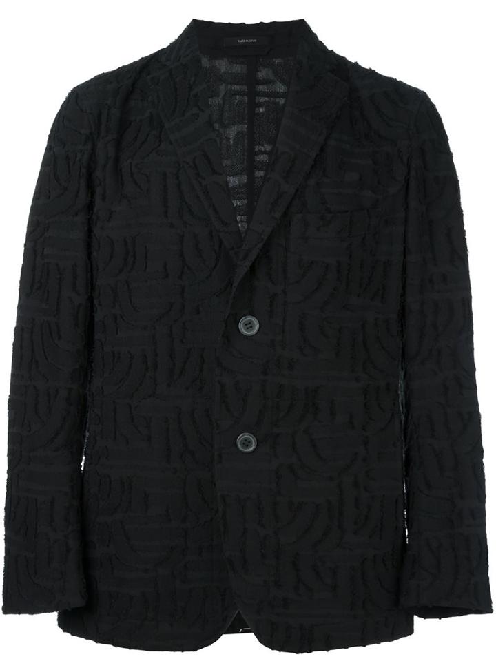 Issey Miyake Textured Blazer, Men's, Size: 3, Black, Cotton/polyester